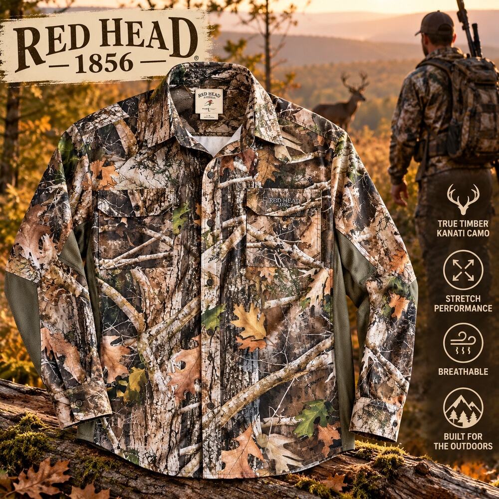 RedHead 1856 Men’s L TrueTimber Kanati Camo Hunting Shirt Stretch Performance